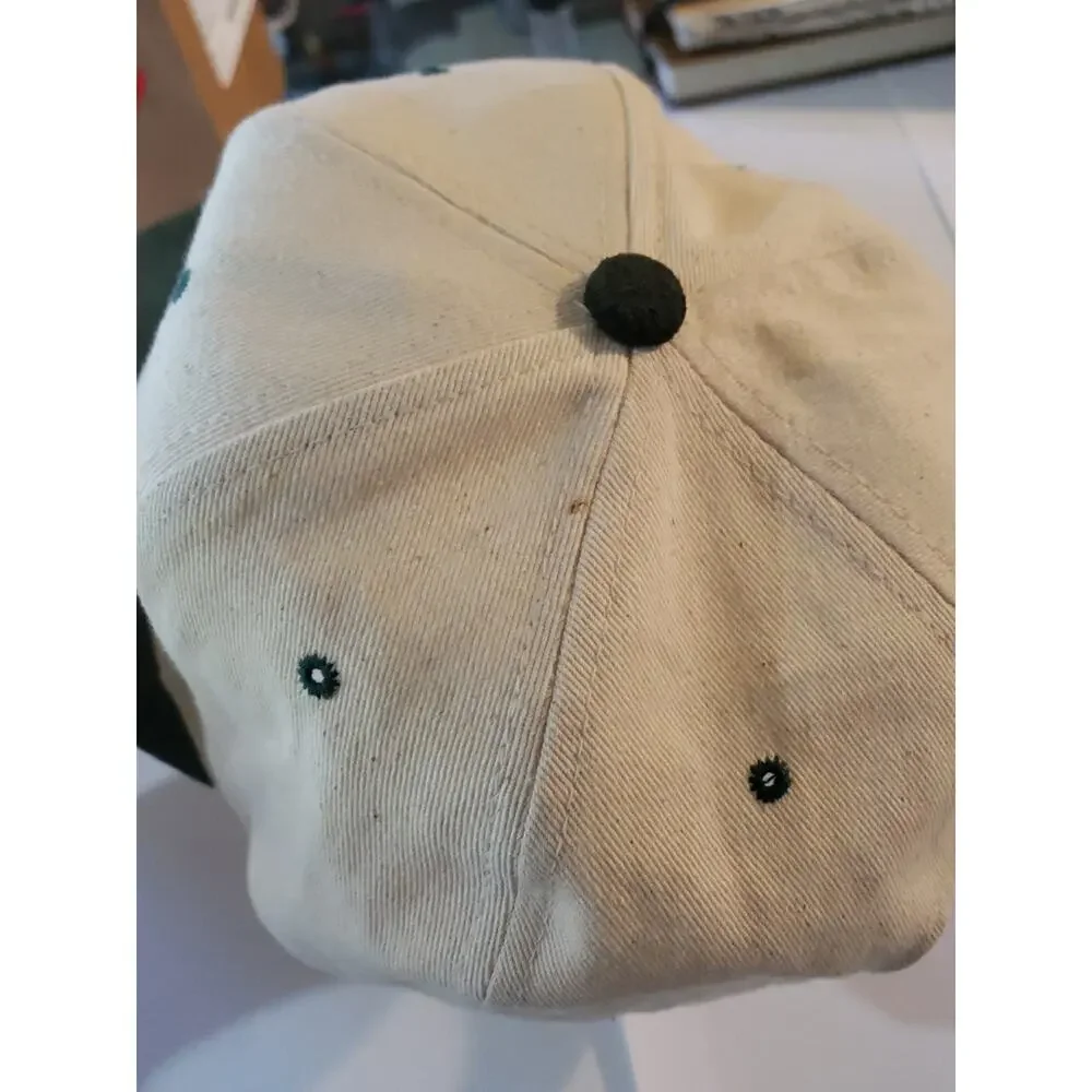 Vintage 90s San Antonio Texas Cowboy Black Suede Green Brim Strapback Hat